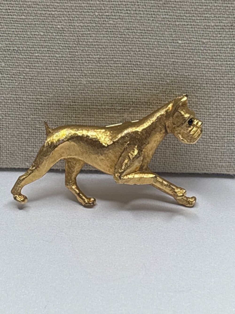 Vintage Marcel Boucher Goldtone Boxer Dog  Brooch | Signed | MCM